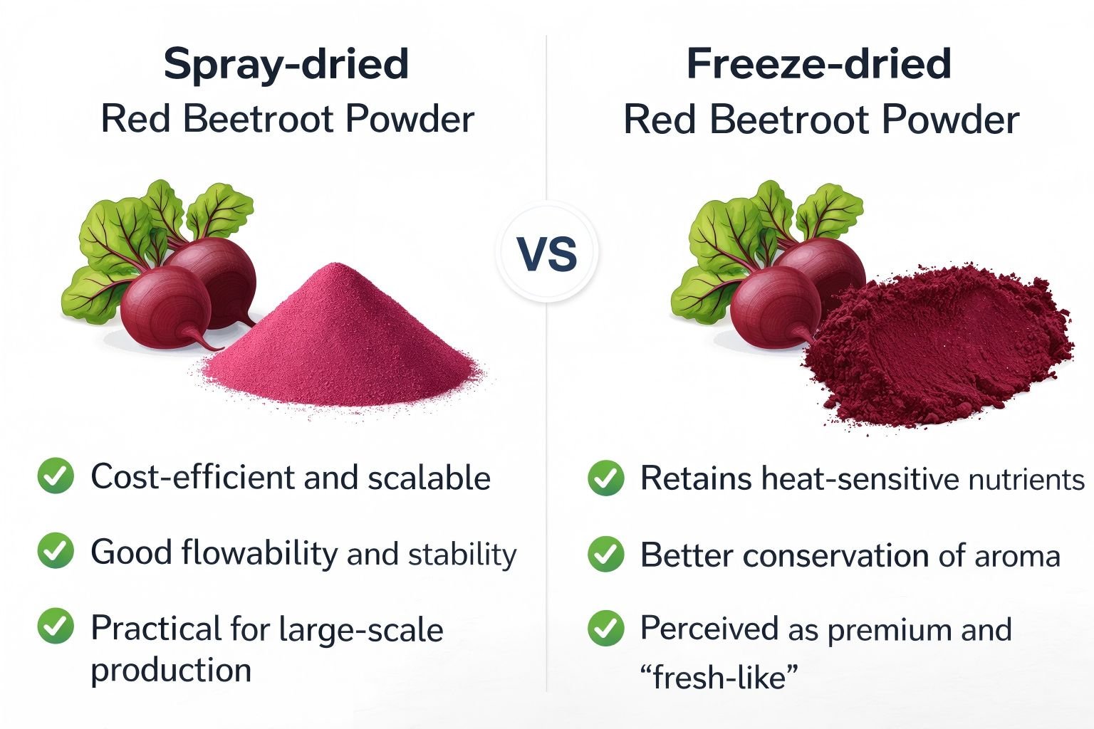 Photo-Spray-dried Red Beetroot and Freeze-dried Red Beetroot